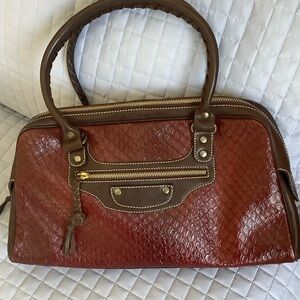 Burgundy And Brown Handcrafted Leather Shoulder Bag